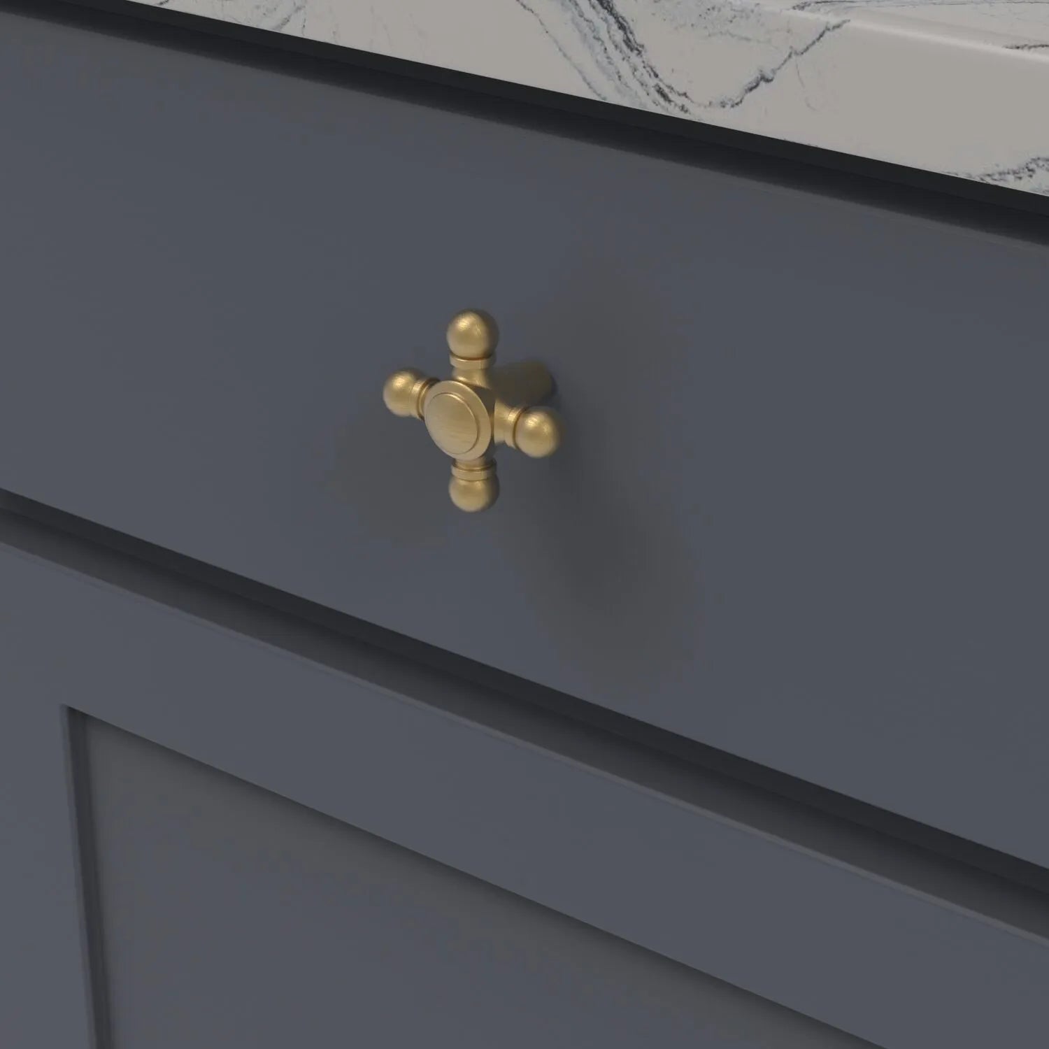 Belwith Keeler 2-1/8 Inch x 2-1/8 Inch Fuller Knob - Brushed Golden Brass