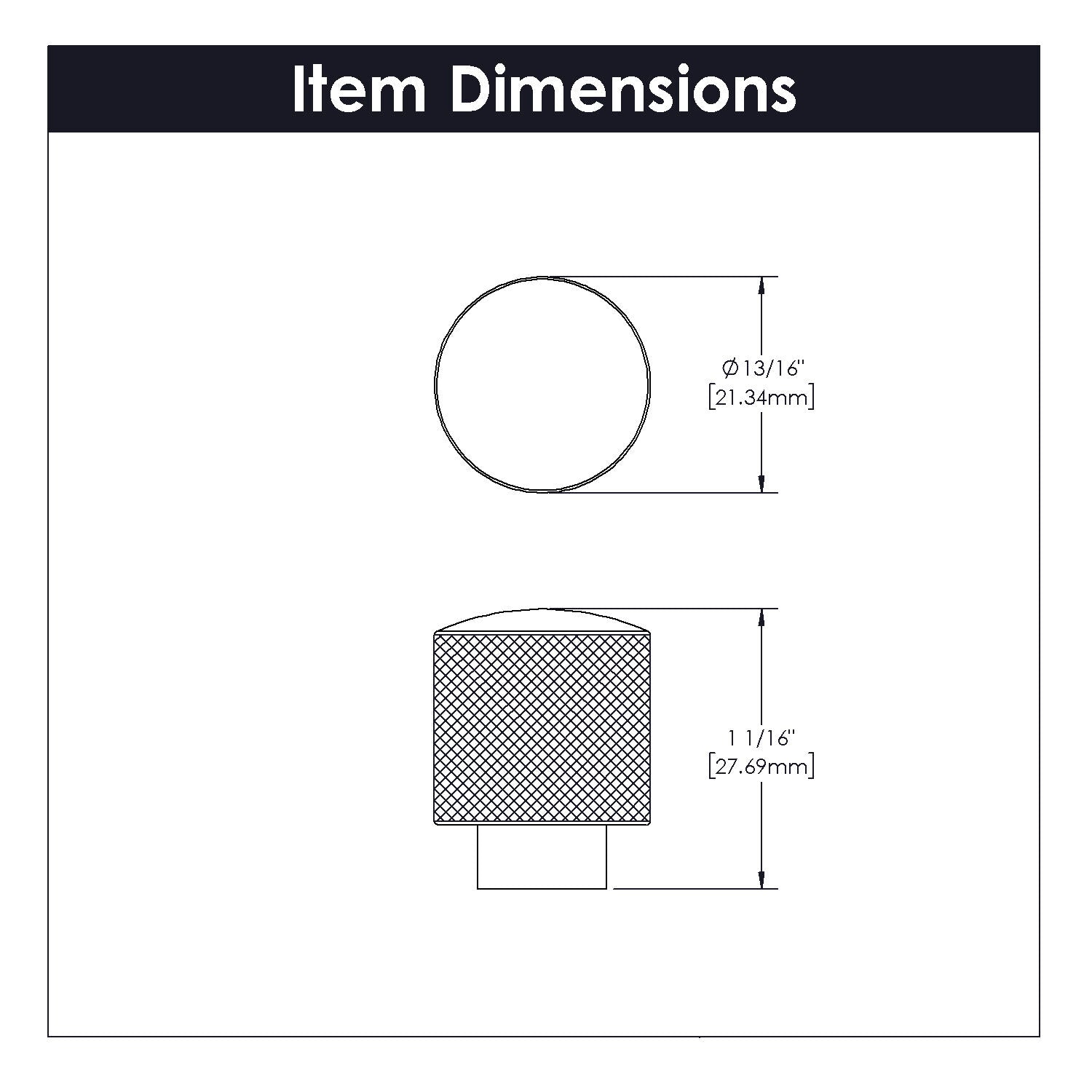 Belwith Keeler 7/8 Inch Diameter Verge Round Knob - Matte Black
