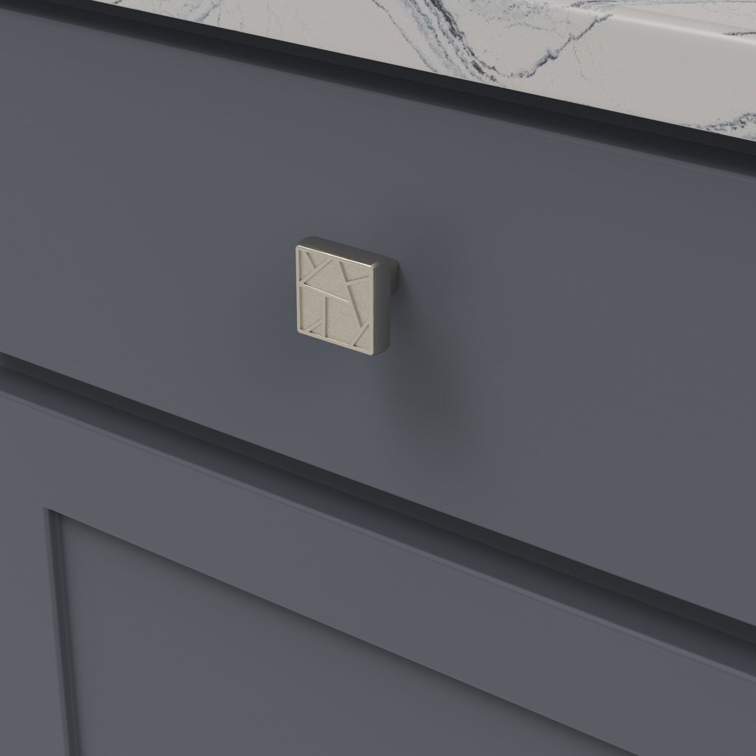 Belwith Keeler 1-3/8 Inch Square Cullet Square Knob - Satin Nickel