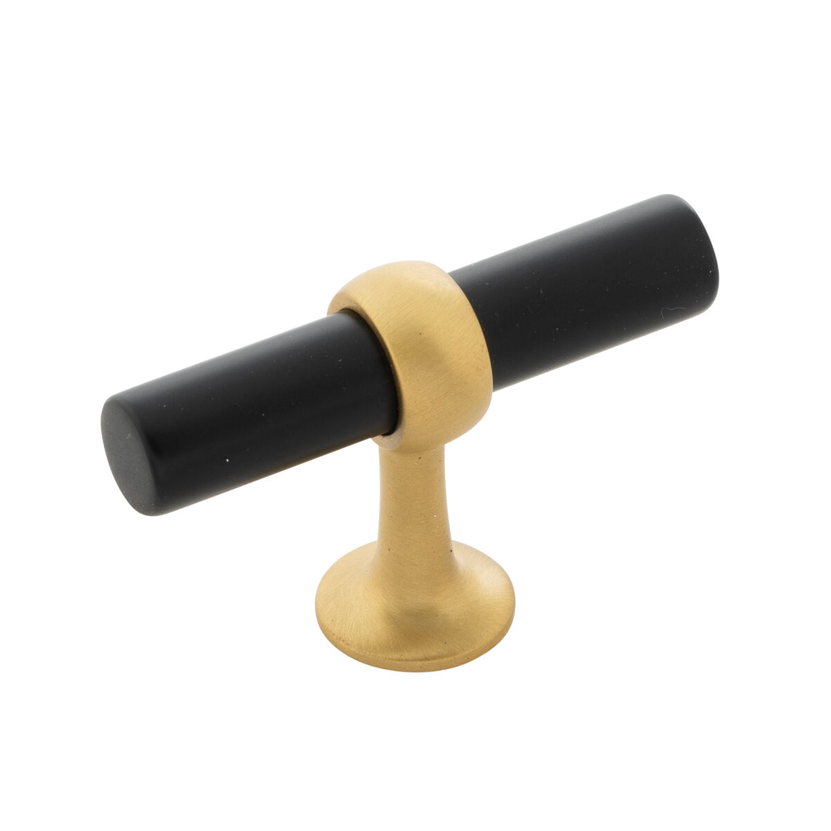Belwith Keeler 2-1/2 Inch X 13/16 Inch Ostia T-Knob - Matte Black and Brushed Golden Brass