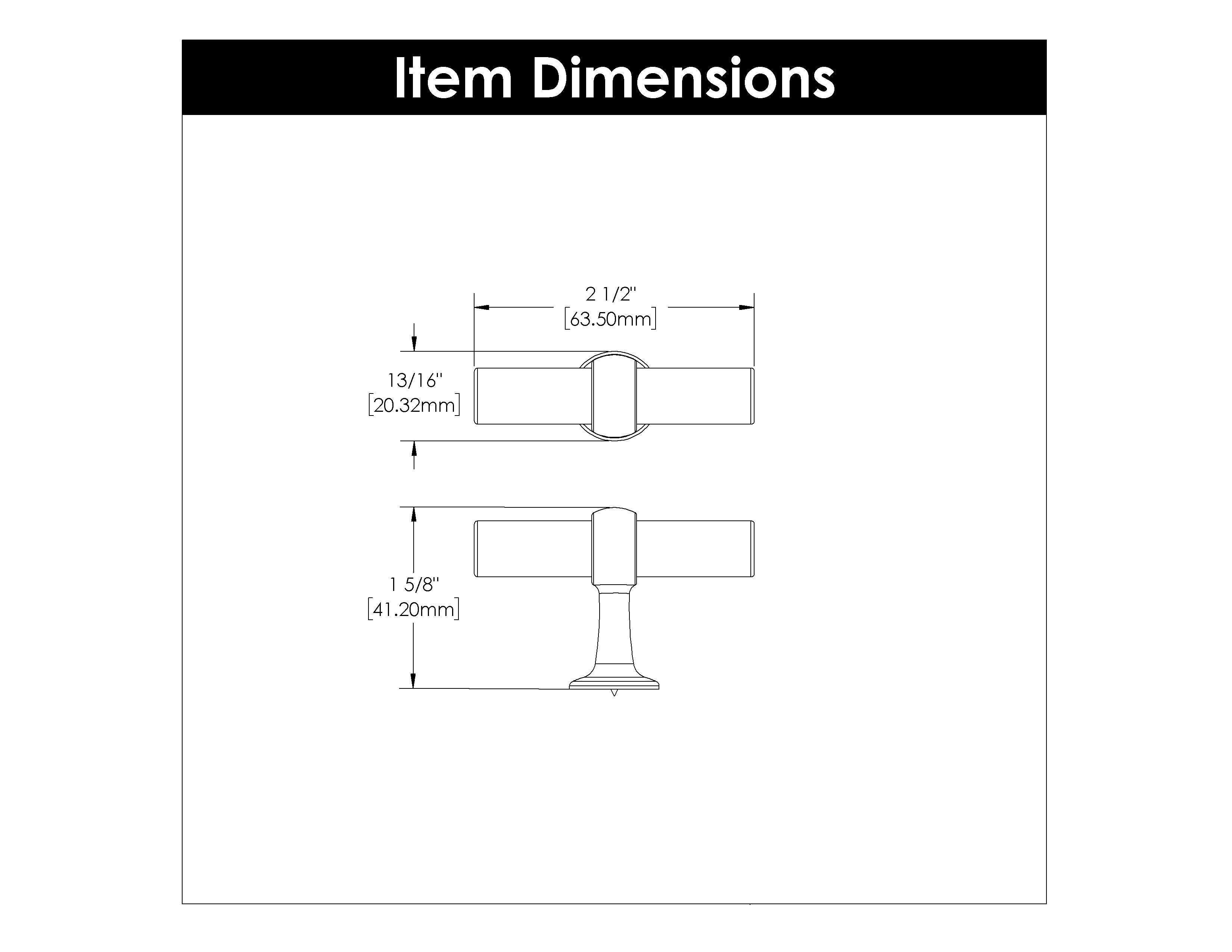 Belwith Keeler 2-1/2 Inch X 13/16 Inch Ostia T-Knob - Matte Black