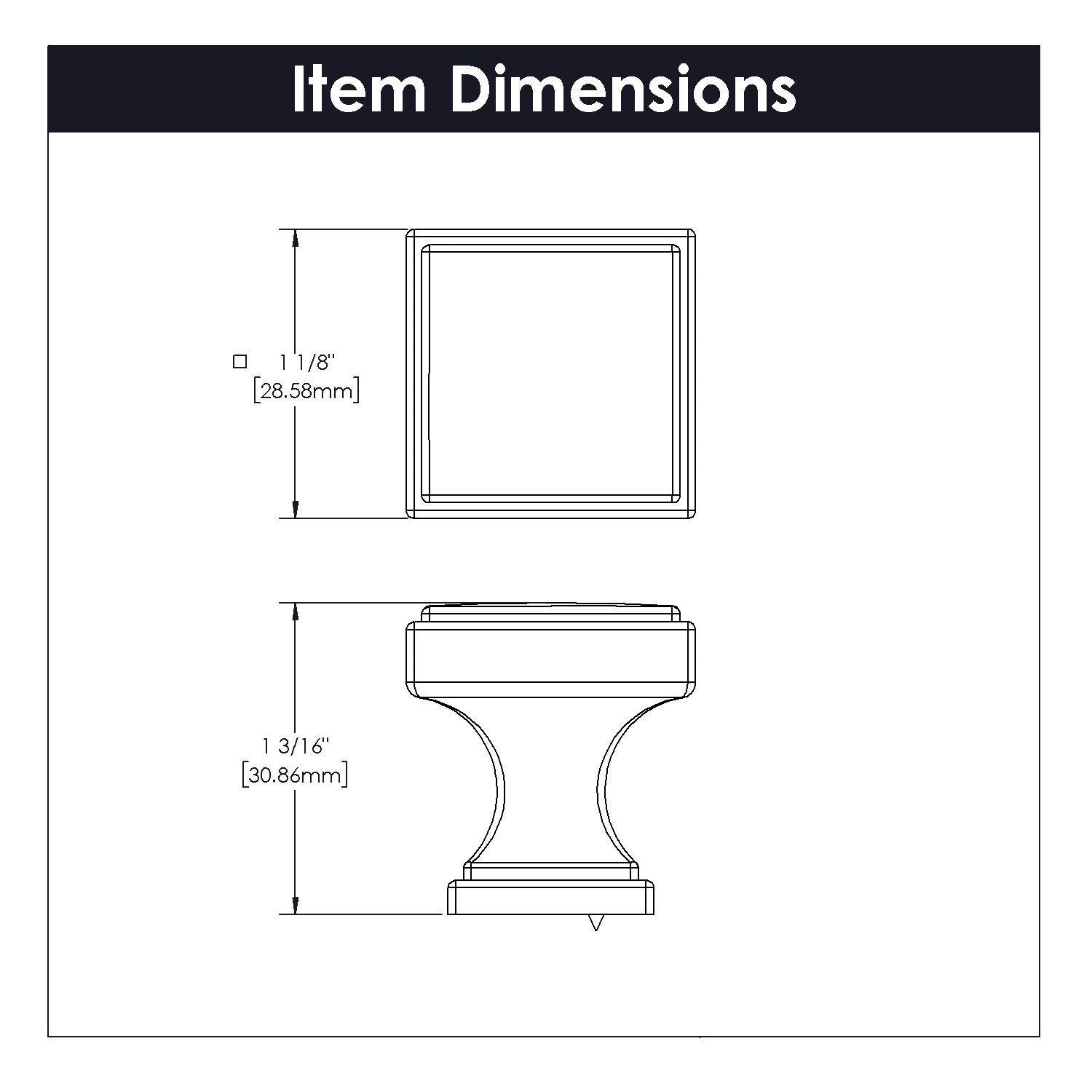Belwith Keeler 1-1/8 Inch Square Brownstone Square Knob - Brushed Golden Brass
