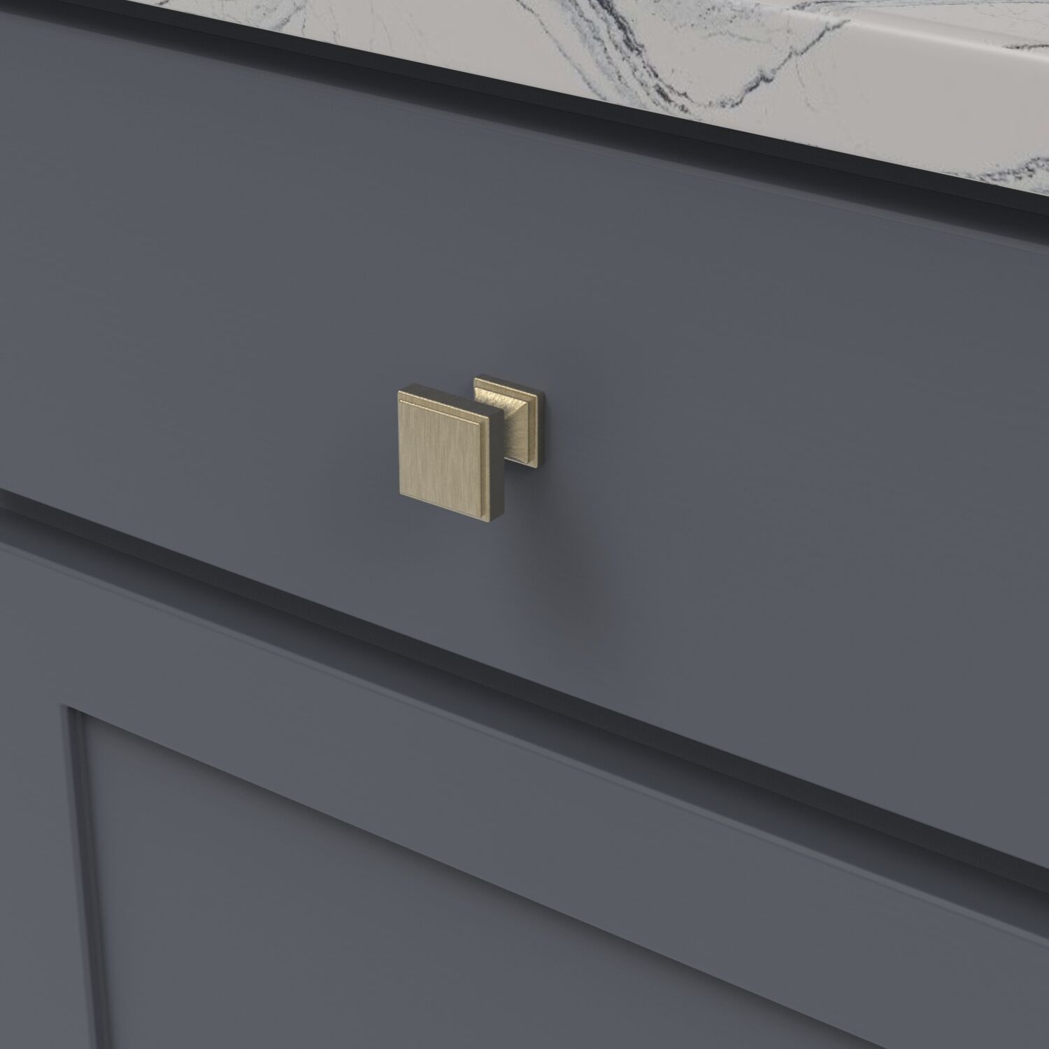 Belwith Keeler 1-1/8 Inch Square Brownstone Square Knob - Champagne Bronze