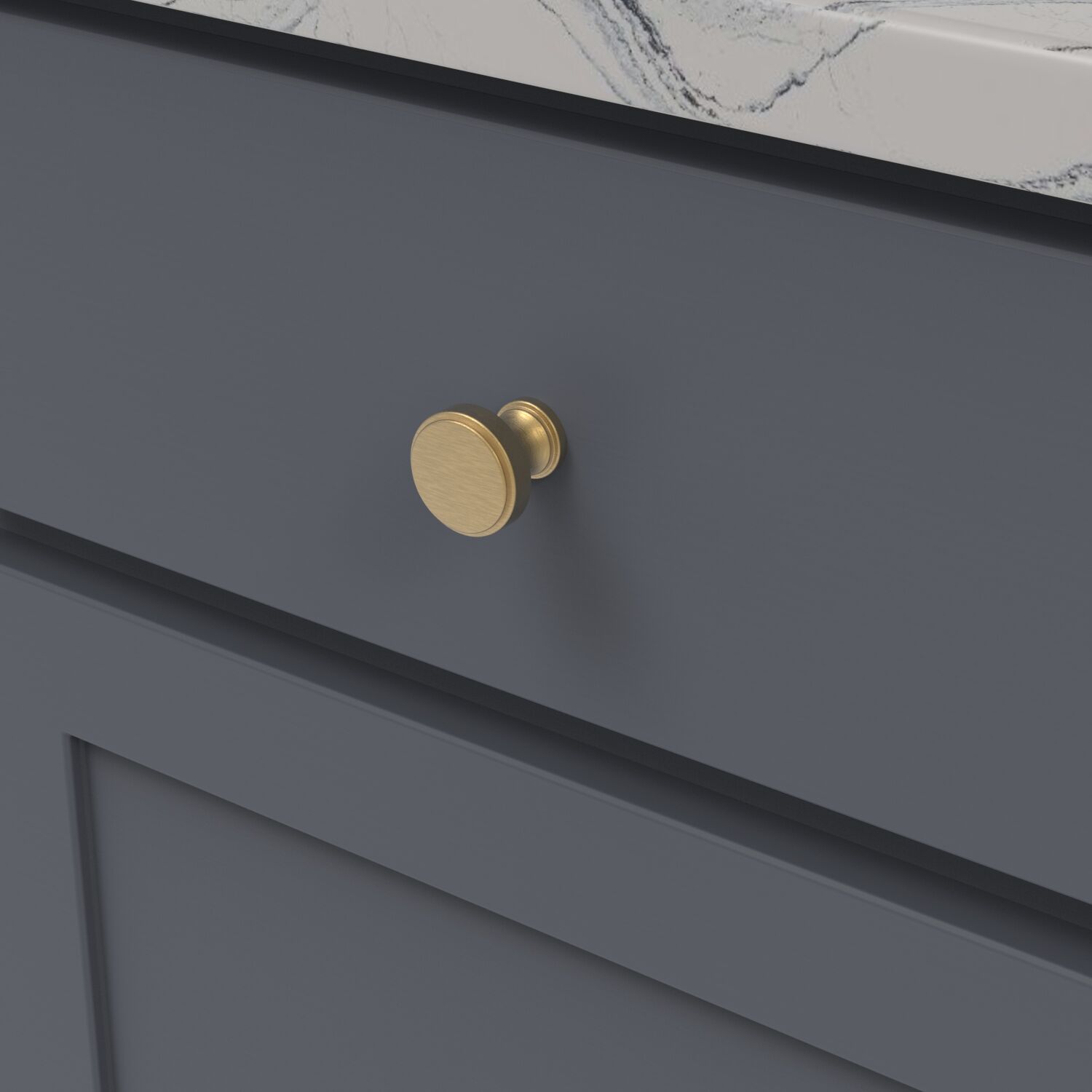 Belwith Keeler 1-1/4 Inch Diameter Brownstone Round Knob - Brushed Golden Brass
