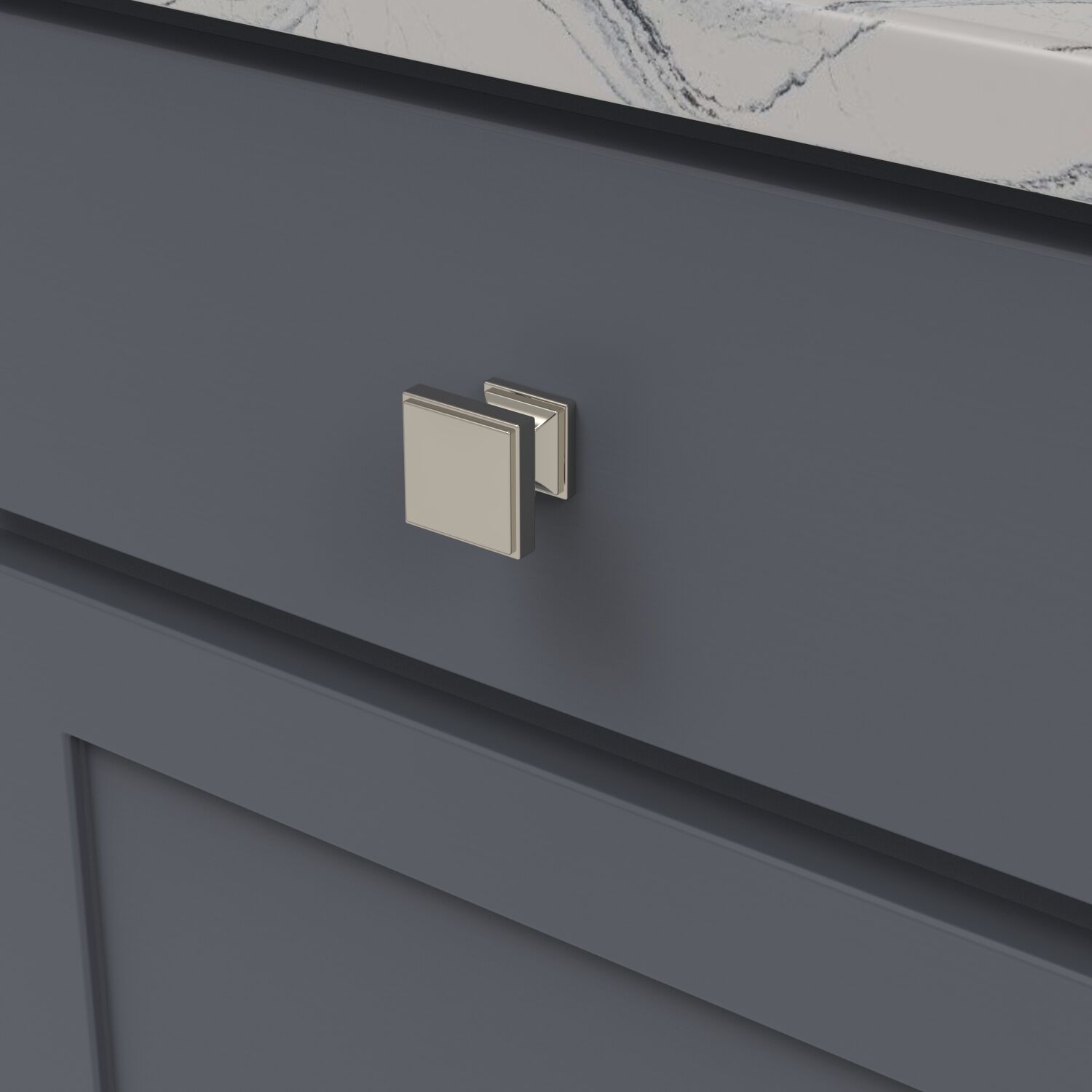 Belwith Keeler 1-3/8 Inch Square Brownstone Square Knob - Polished Nickel