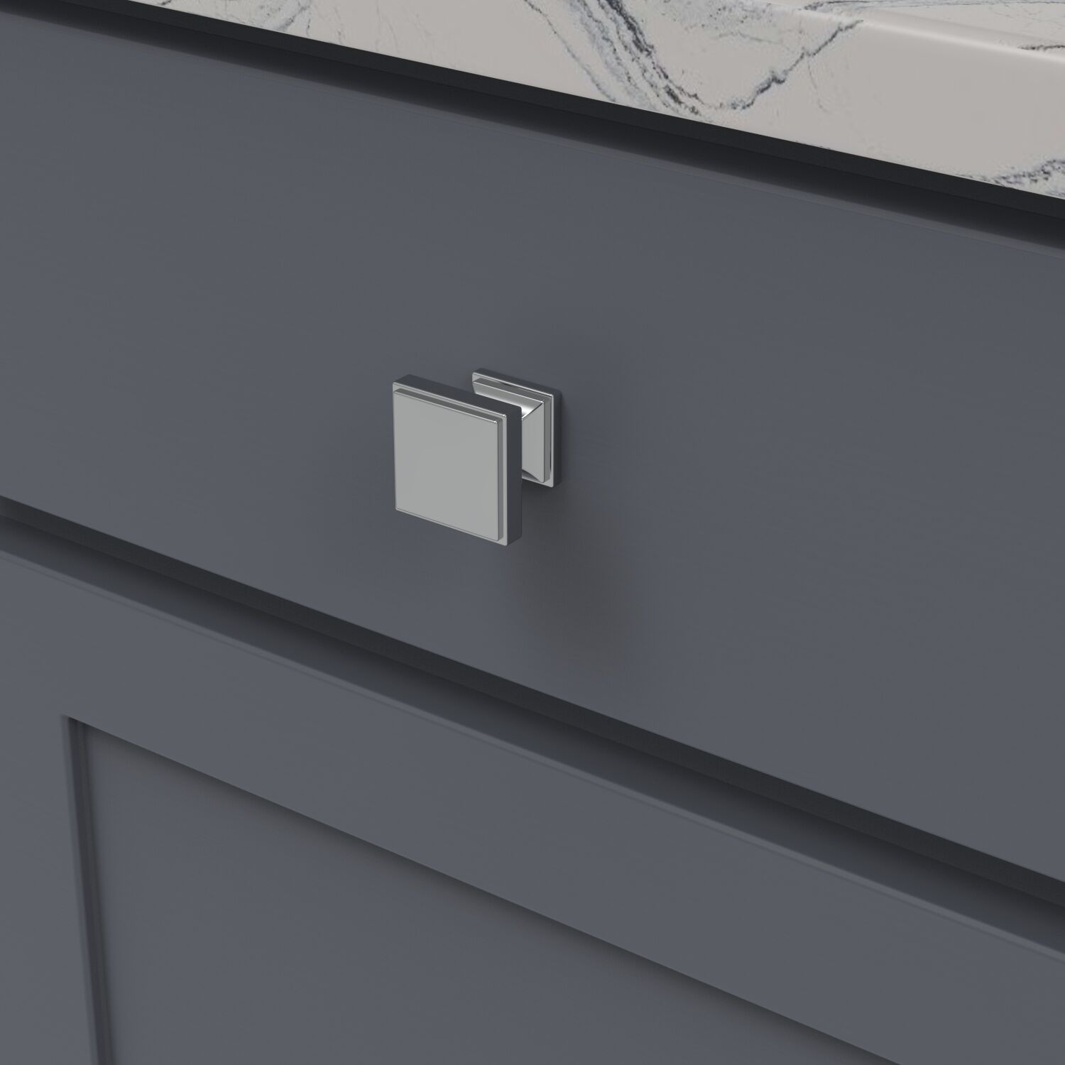 Belwith Keeler 1-3/8 Inch Square Brownstone Square Knob - Chrome