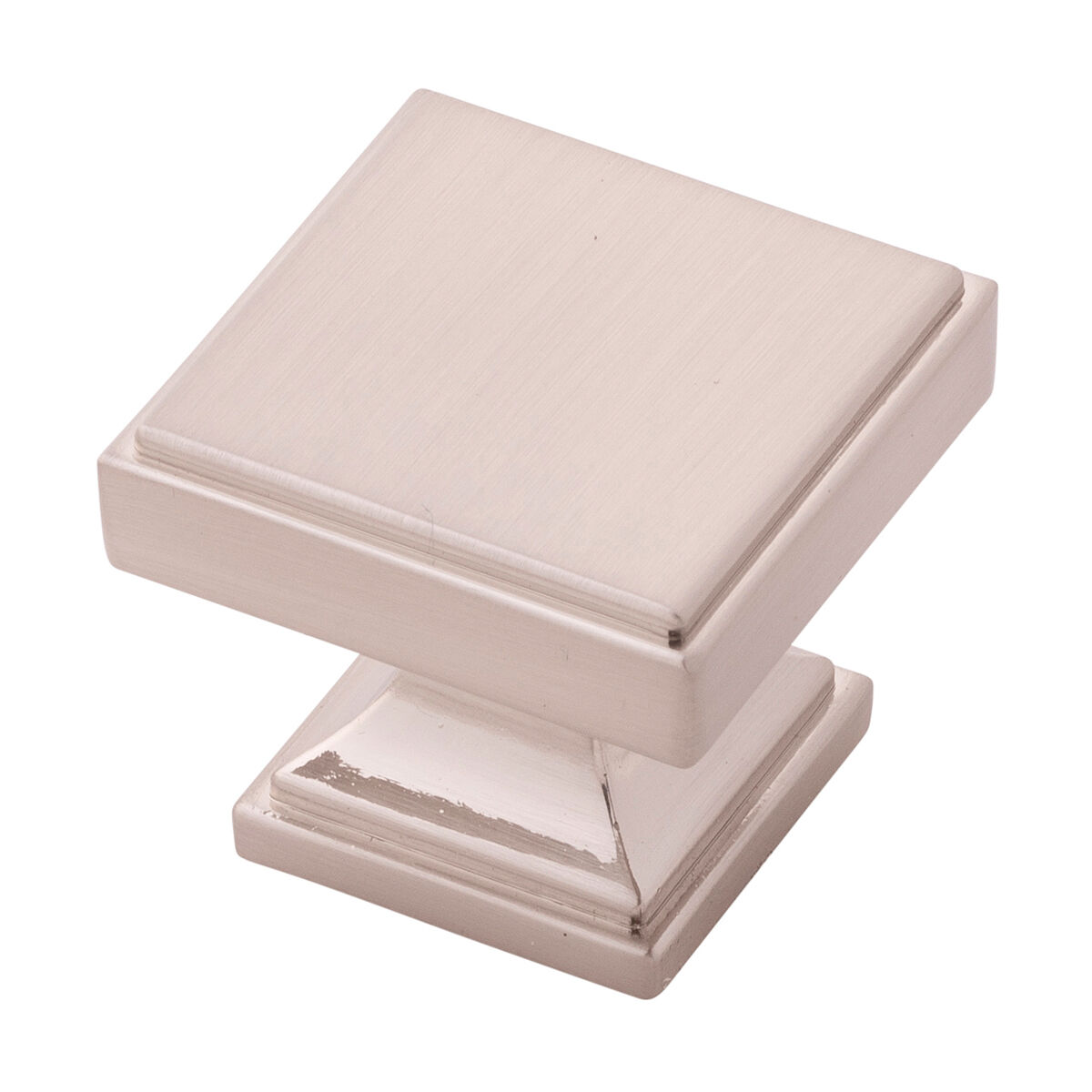 Belwith Keeler 1-3/8 Inch Square Brownstone Square Knob - Satin Nickel