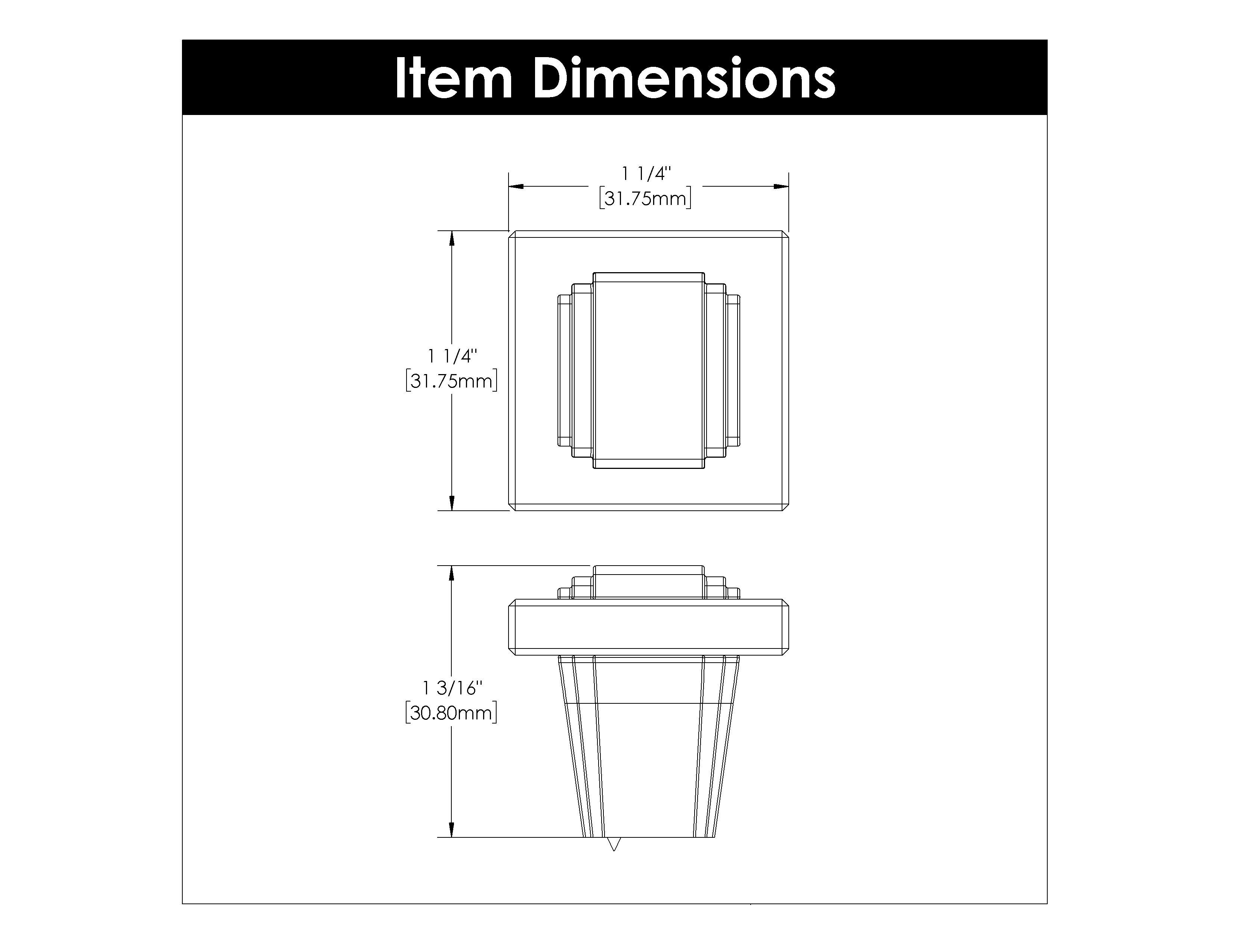 Belwith Keeler 1-1/4 Inch Square Belleclaire Square Knob - Crysacrylic with Matte Black