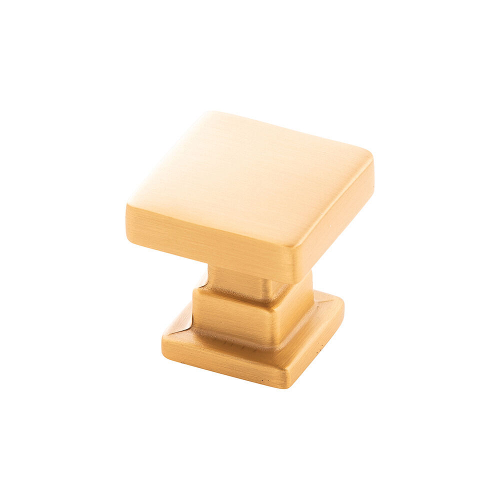 Belwith Keeler 1 Inch Square Brighton Square Knob - Brushed Golden Brass