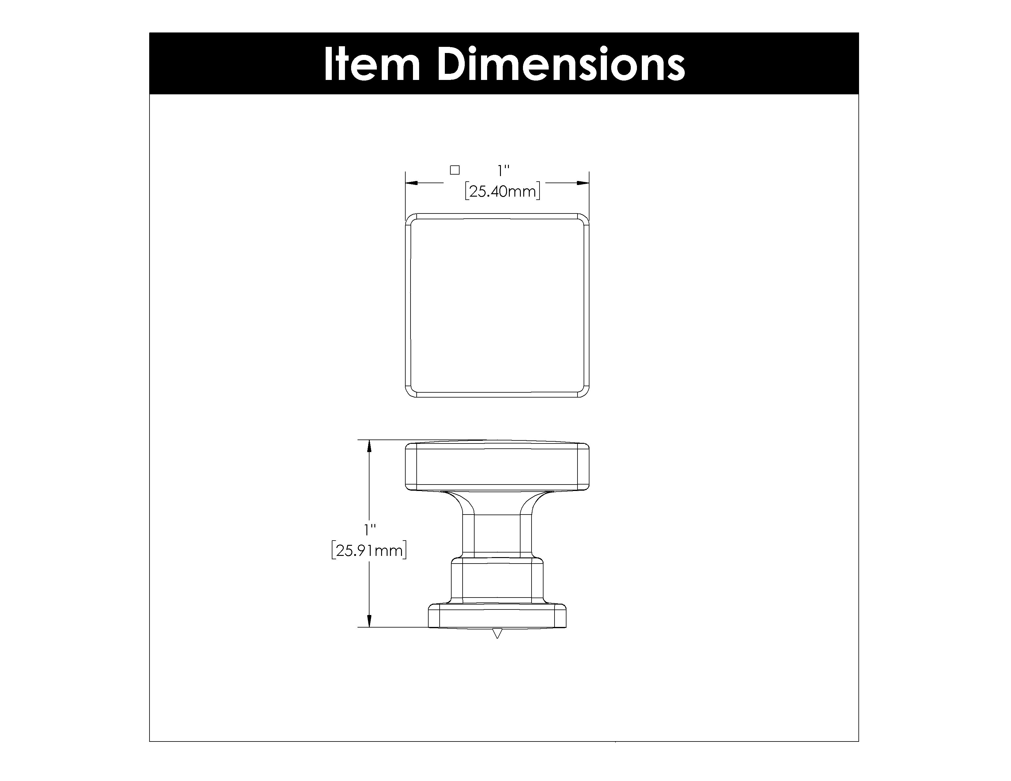 Belwith Keeler 1 Inch Square Brighton Square Knob - Brushed Golden Brass