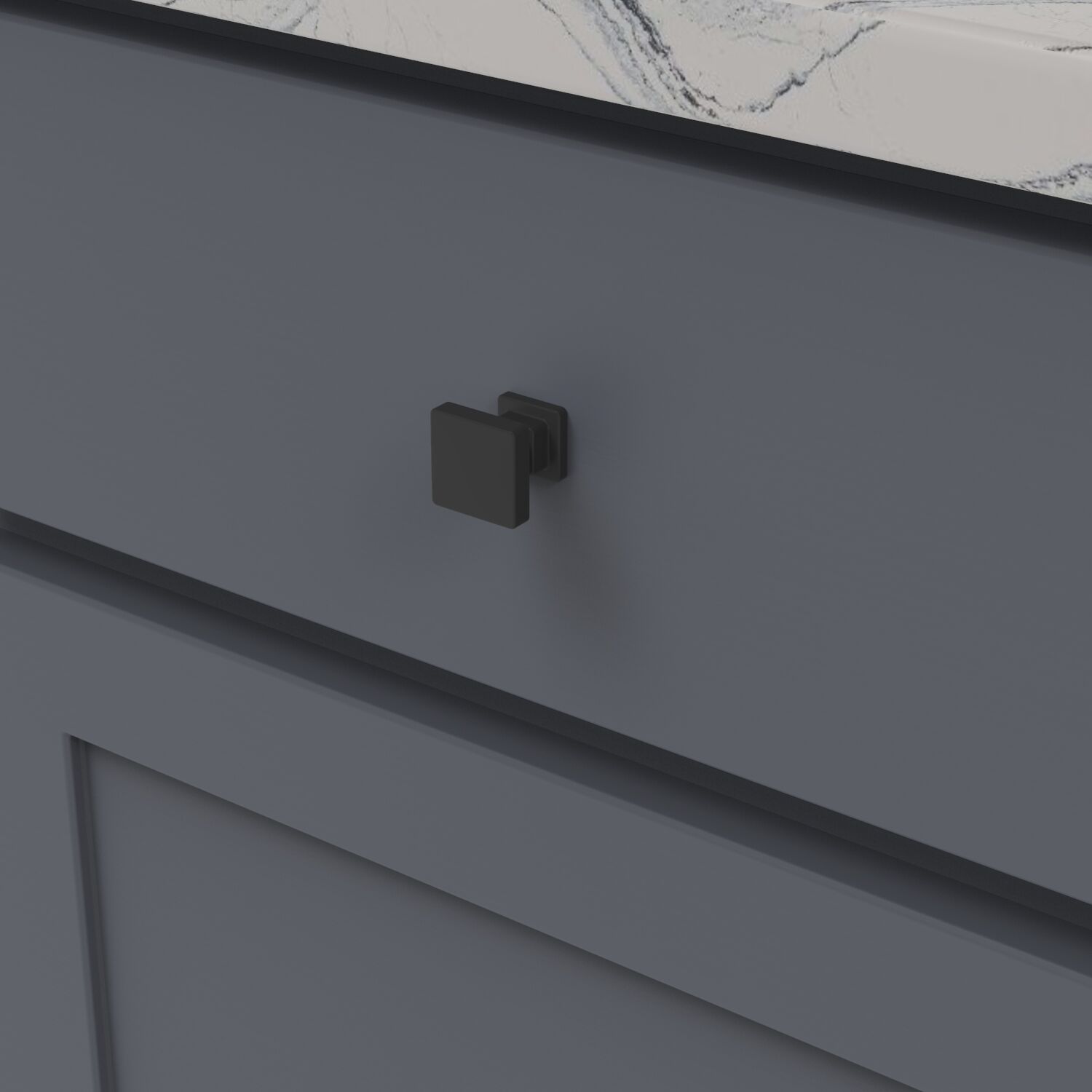 Belwith Keeler 1 Inch Square Brighton Square Knob - Matte Black