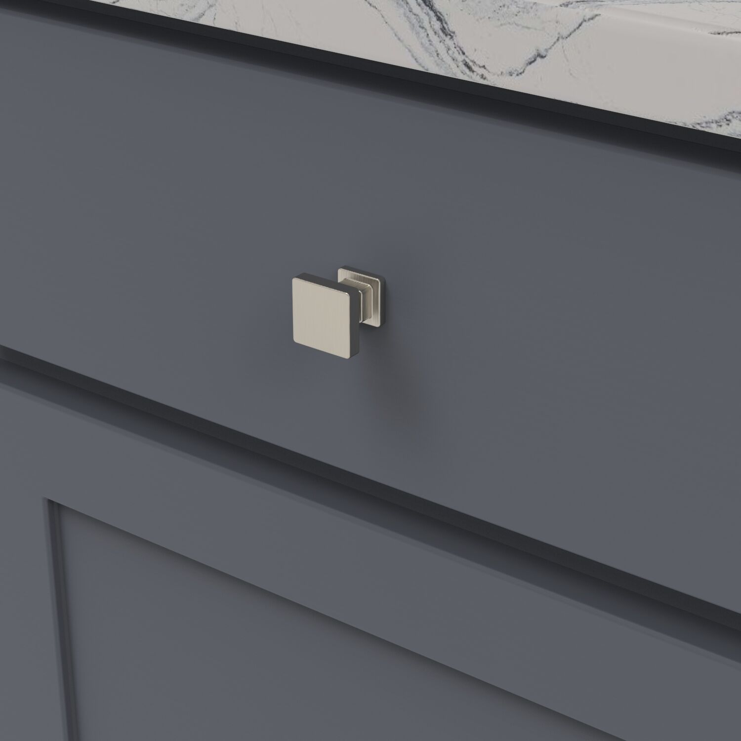 Belwith Keeler 1 Inch Square Brighton Square Knob - Satin Nickel
