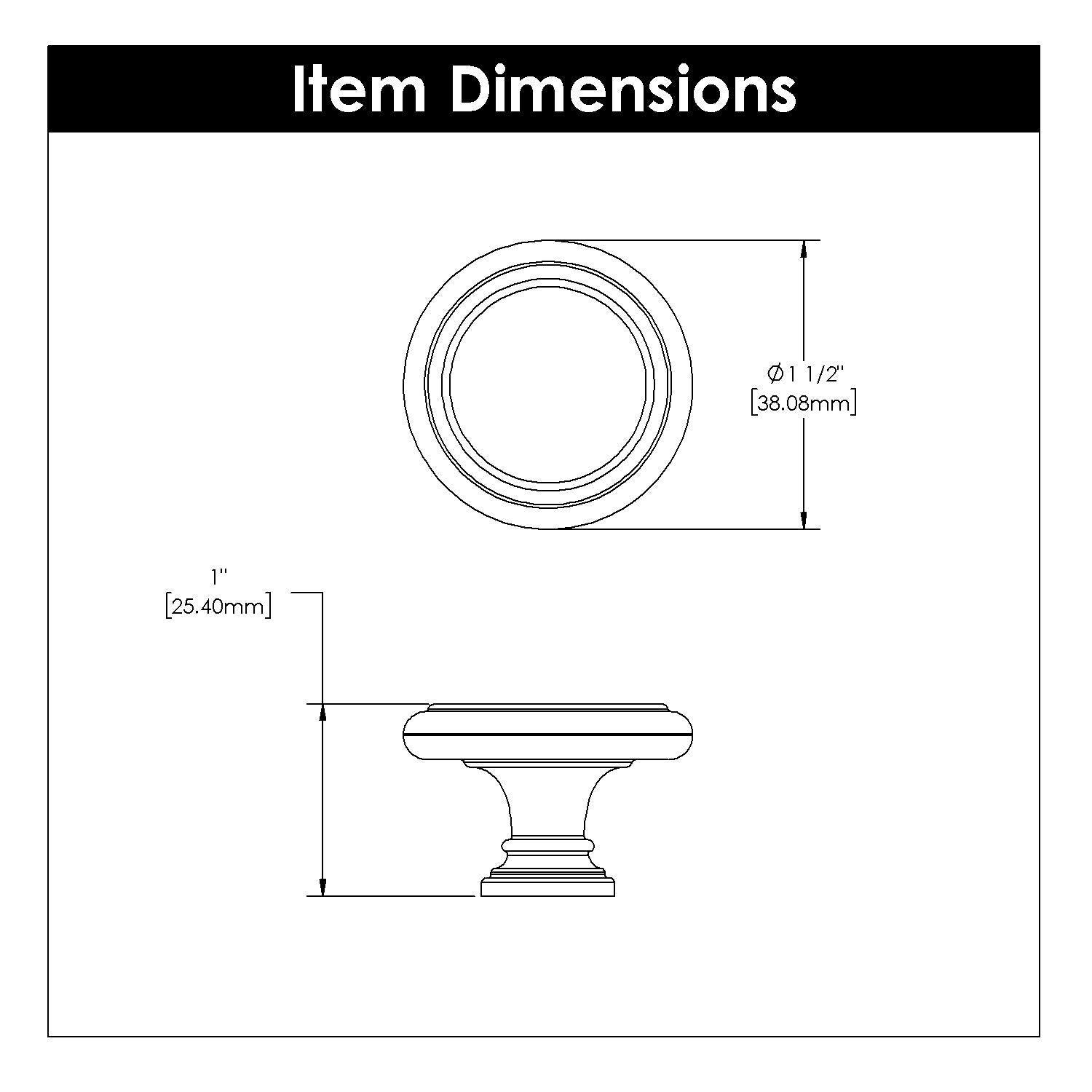 Belwith Keeler 1-1/2 Inch Diameter Berkshire Round Knob - Matte Black