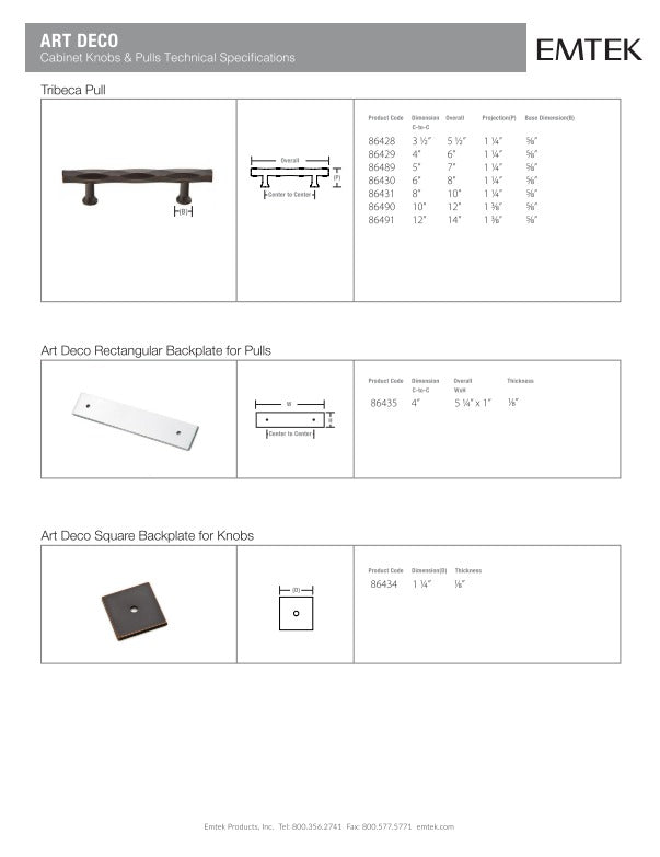 Emtek Tribeca Cabinet Pull - Hentell