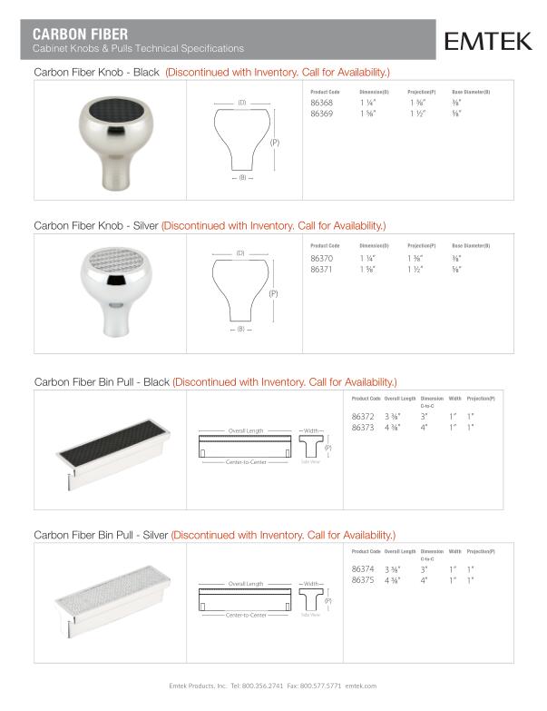 Emtek Black Bin Carbon Fiber Cabinet Pull - Hentell