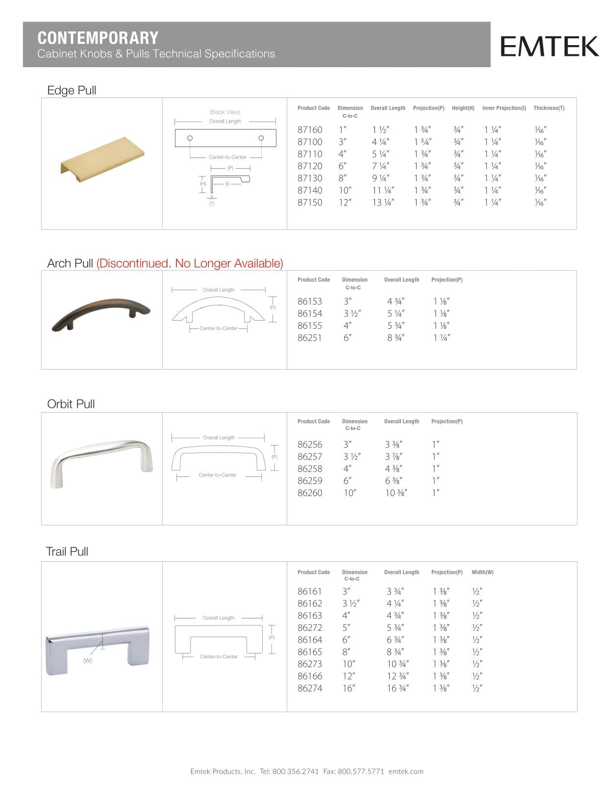 Emtek Cabinet Edge Pull - Hentell