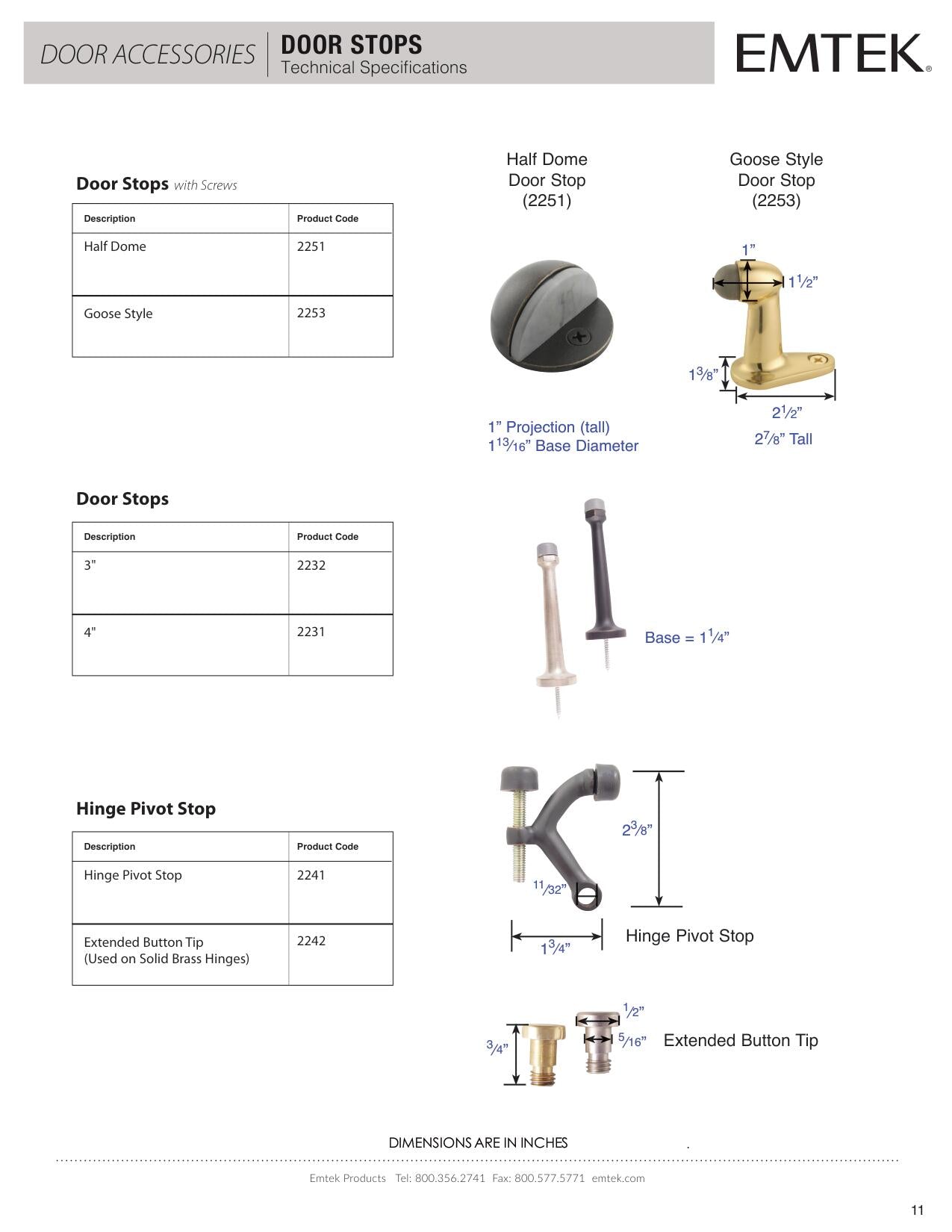 Emtek Half Dome Door Stops - Hentell