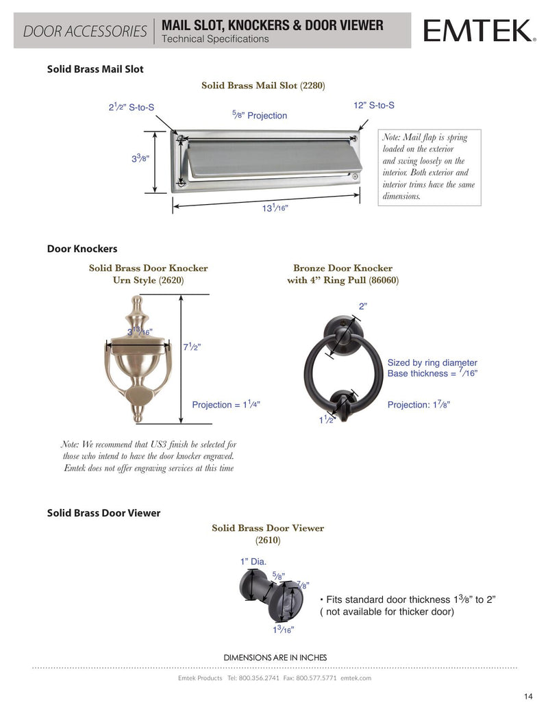 Emtek Solid Brass Mail Slot - Hentell