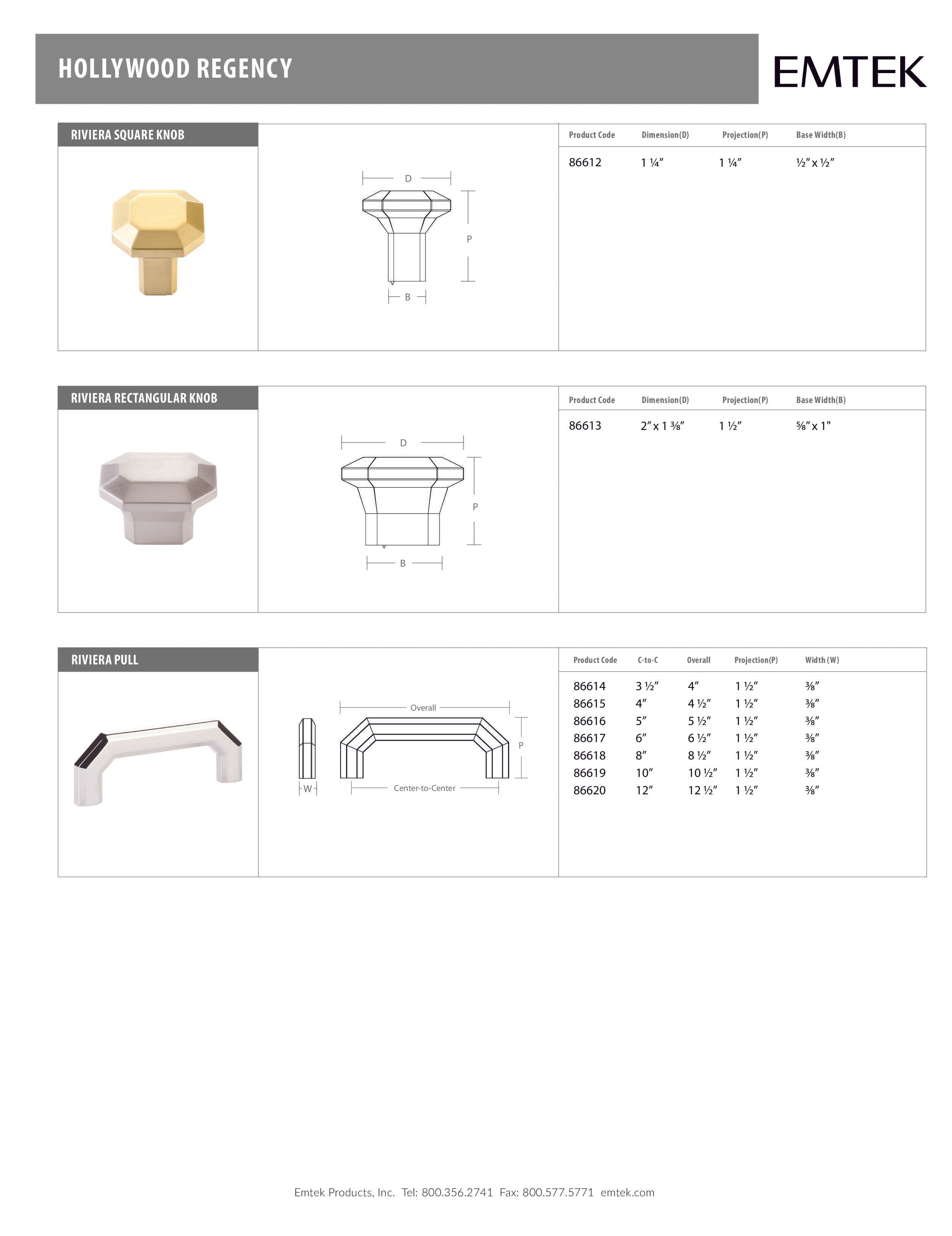 Emtek Riviera Square Cabinet Knob - Hentell