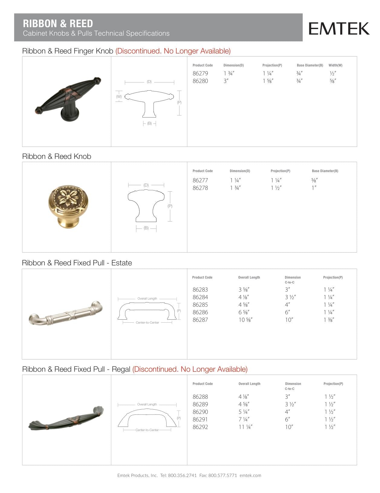 Emtek Ribbon & Reed Estate Cabinet Pull - Hentell