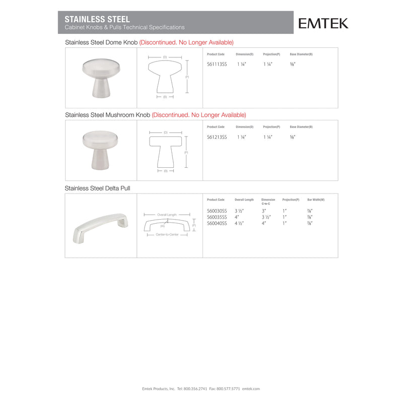 Emtek Stainless Steel Bar Pull