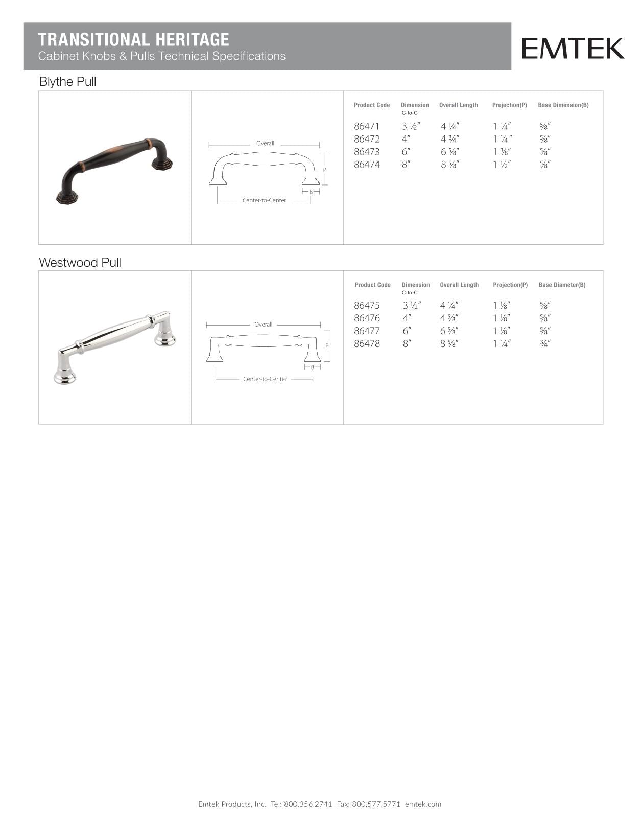 Emtek Blythe Cabinet Pull - Hentell