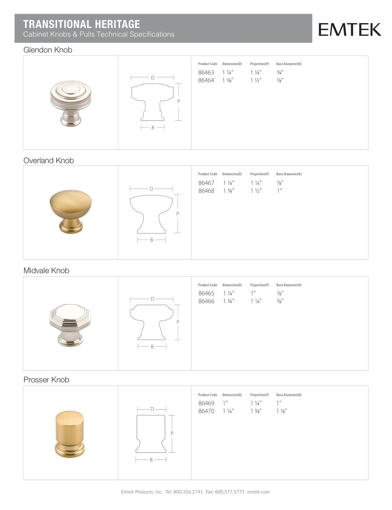 Emtek Prosser Cabinet Knob - Hentell