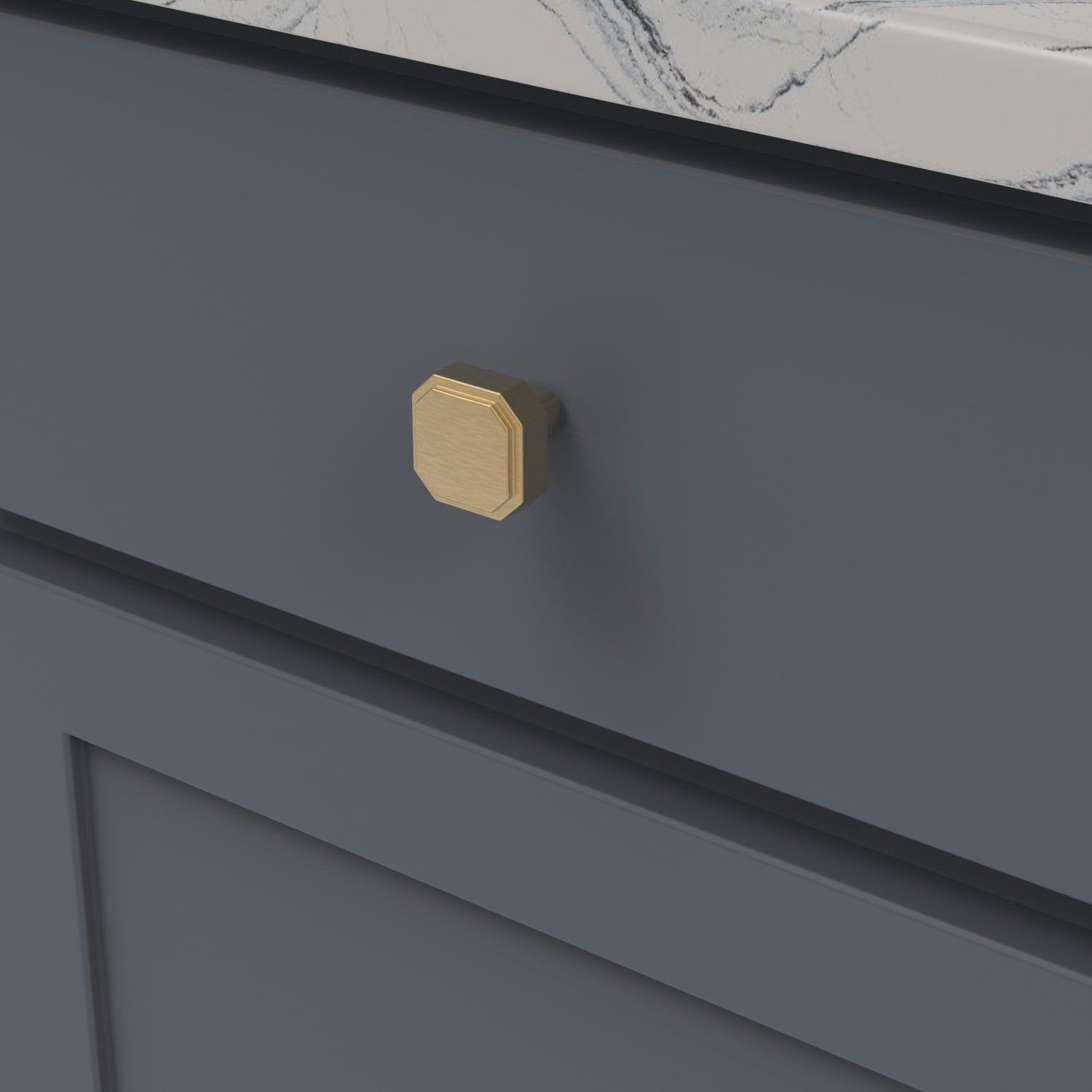 Belwith Keeler 1-5/16 Inch x 1-5/16 Inch Monroe Square Knob - Brushed Golden Brass