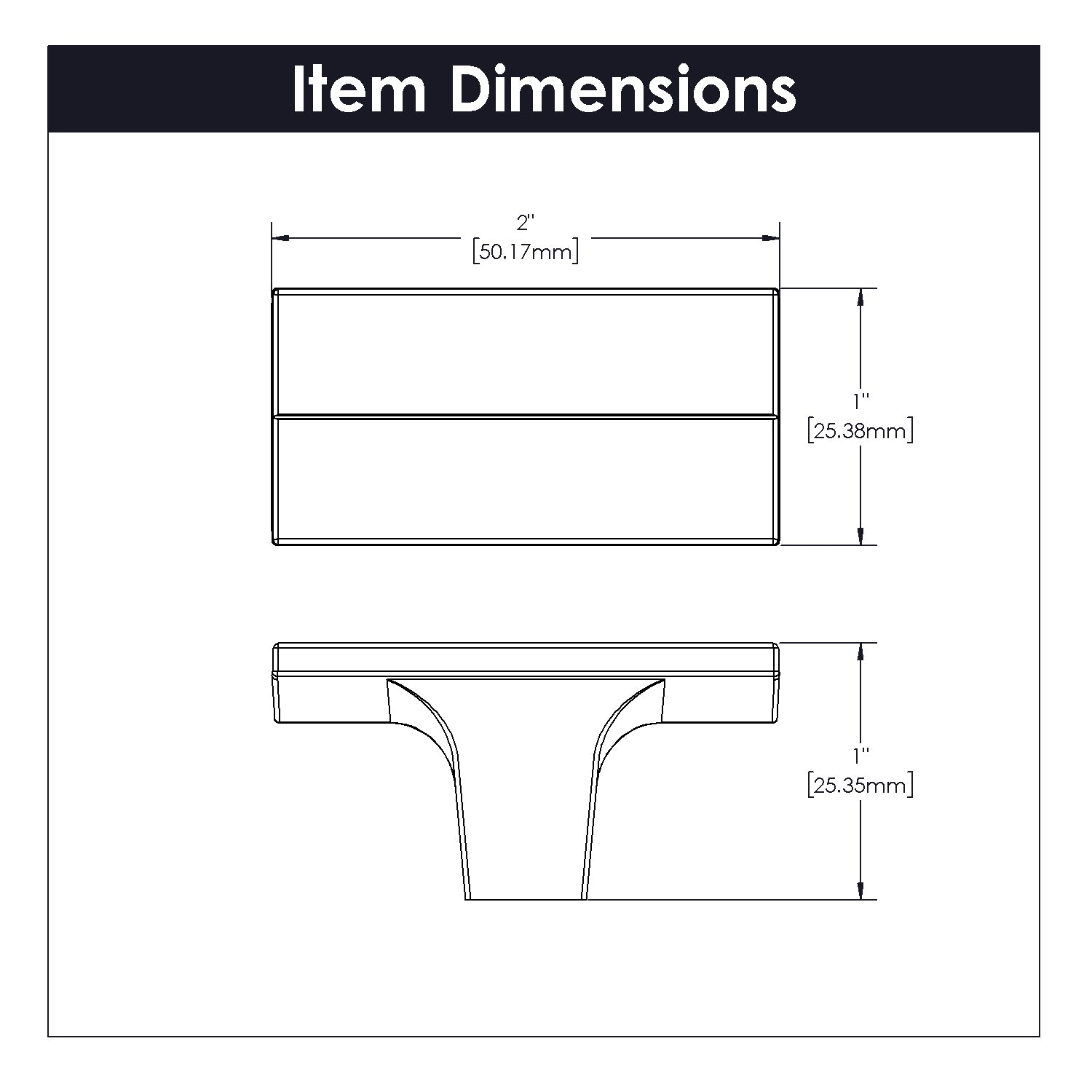 Belwith Keeler 2 Inch x 1 Inch Avenue Rectangular Knob - Matte Black