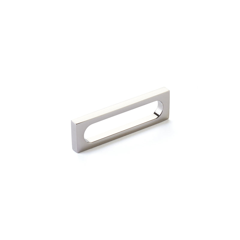 Schaub Cafe, Pull, Modern Oval Slot, Polish Nickel, 3-1/2" cc