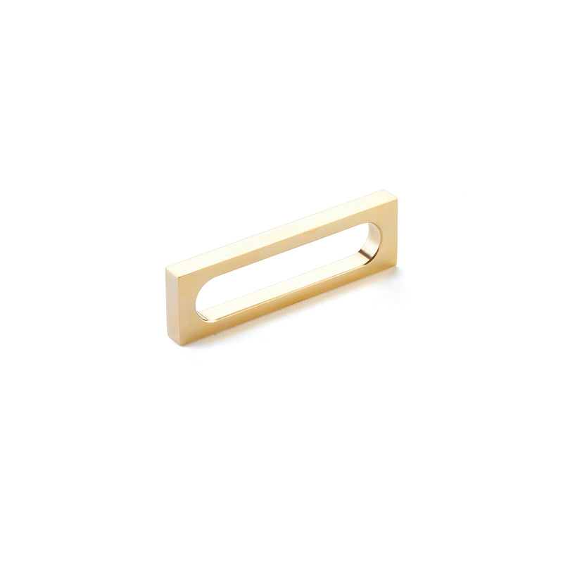 Schaub Cafe, Pull, Modern Oval Slot, Unlacquered Brass, 3-1/2" cc