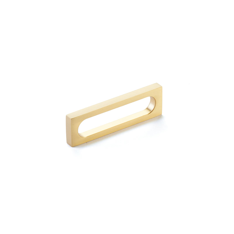 Schaub Cafe, Pull, Modern Oval Slot, Satin Brass, 3-1/2" cc