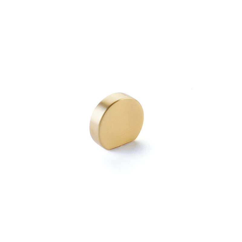 Schaub Cafe, Knob, Modern Oval, Satin Brass, 1" Width, 7/8" cc