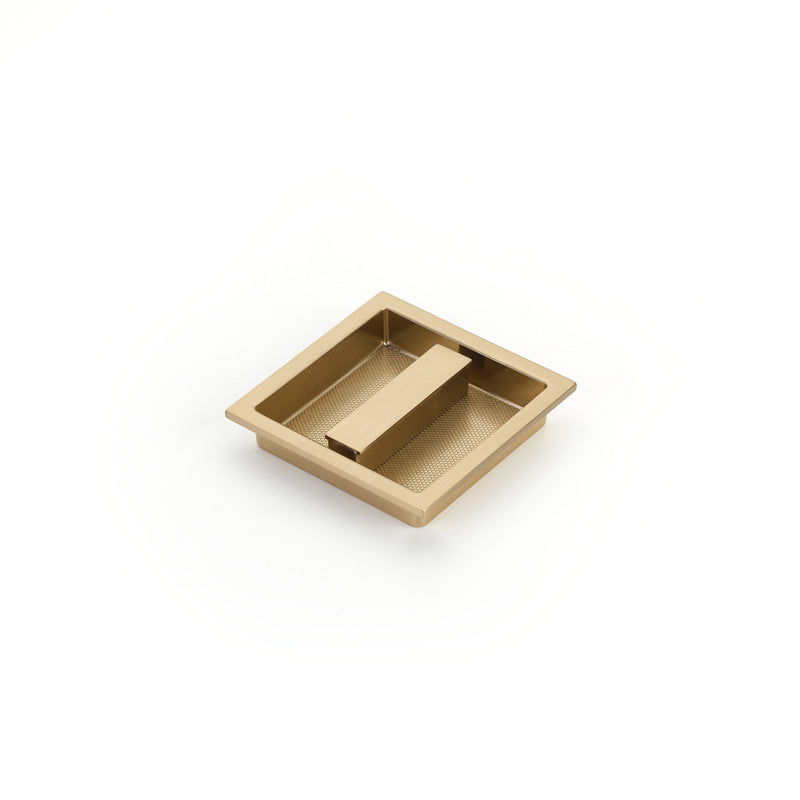 Schaub MODO, Recessed Pull, Signature Satin Brass, 3-7/8" x 3-7/8" Overall