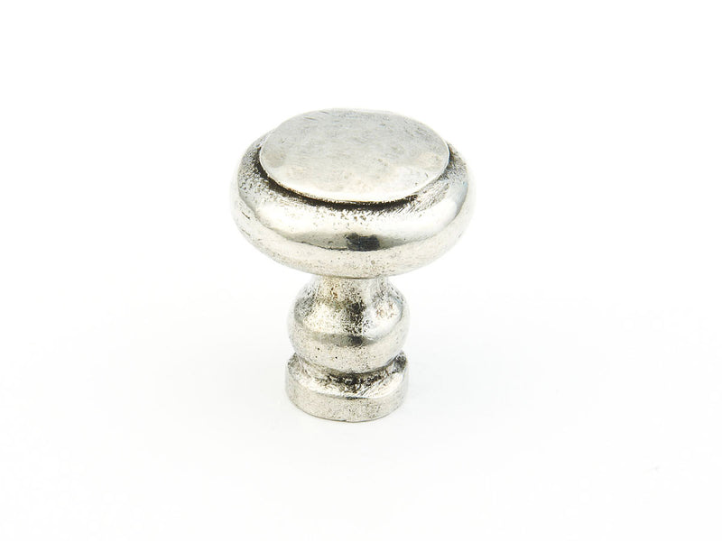 Schaub Artifex, Knob, Round, Natural Britannium, 1-1/8"dia