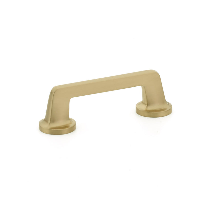 Schaub Northport, Pull, round bases, 3-1/2" cc, Signature Satin Brass