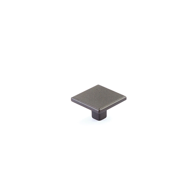 Schaub Quadrato, Square Knob, Gun Metal, 1-3/8"