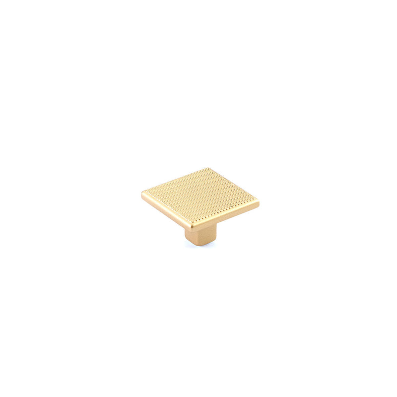 Schaub Quadrato, Square Knob, Signature Satin Brass, 1-3/8"