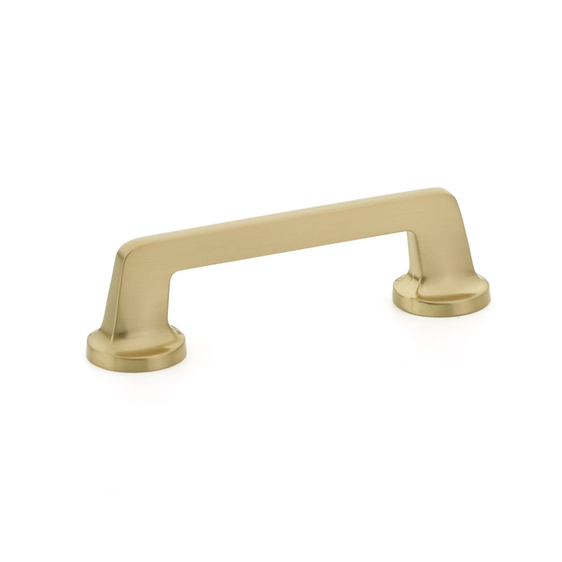 Schaub Northport, Pull, round bases, 4" cc, Signature Satin Brass