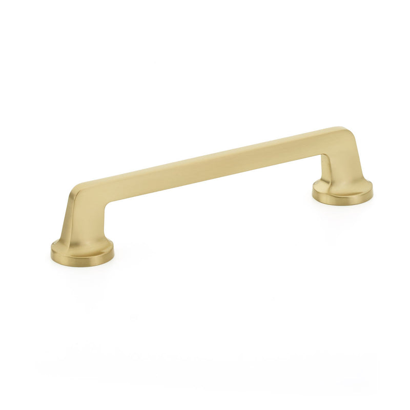 Schaub Northport, Pull, round bases, 6" cc, Signature Satin Brass