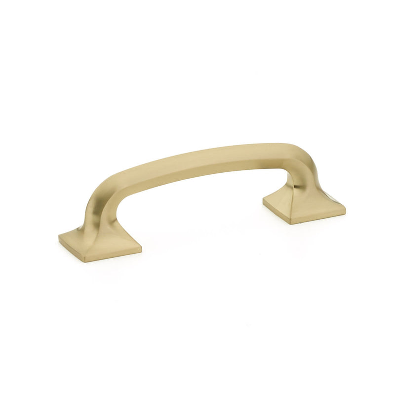 Schaub Northport, Pull, square bases, 3-1/2" cc, Signature Satin Brass