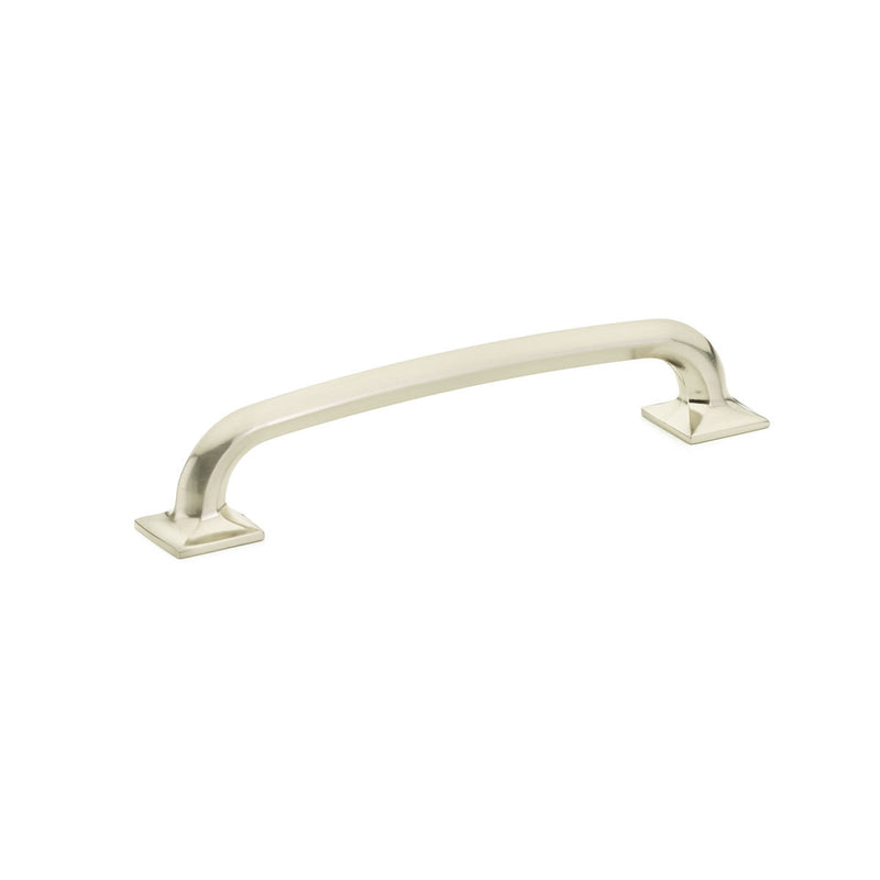 Schaub Northport, Pull, square bases, 6" cc, Brushed Nickel