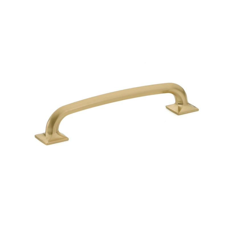 Schaub Northport, Pull, square bases, 6" cc, Signature Satin Brass