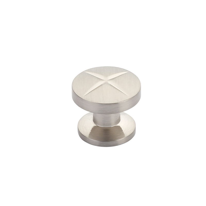 Schaub Northport, Round Knob with star pattern, Brushed Nickel, 1-3/8" dia