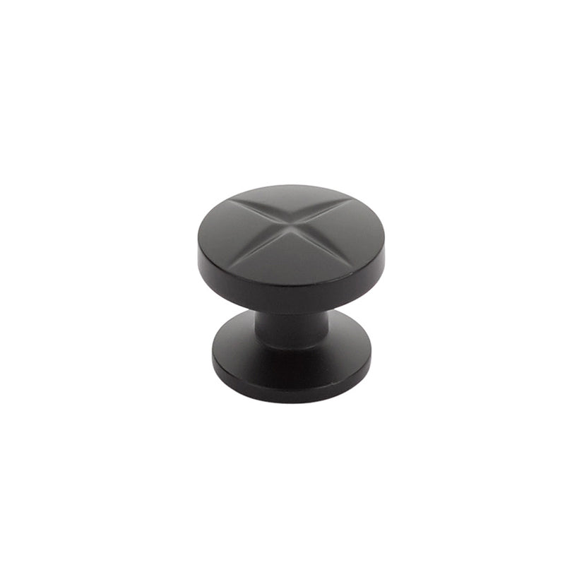 Schaub Northport, Round Knob with star pattern, Matte Black, 1-3/8" dia