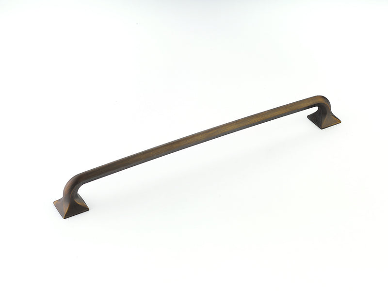 Schaub Northport, Appliance Pull with square bases, Ancient Bronze, 15" cc