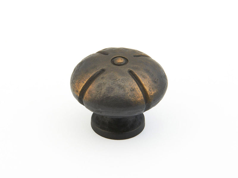 Schaub Siena, Knob, Round, Ancient Bronze, 1-3/8" dia