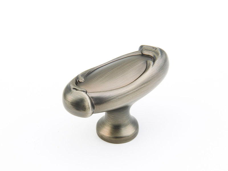 Schaub French Farm, Knob, Oval, Antique Nickel, 1-7/8"