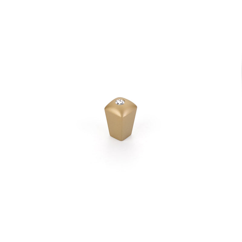 Schaub Skyevale, Knob, Signature Satin Brass with Crystal, 1/2"