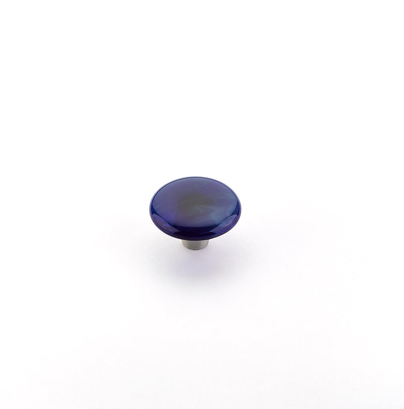 Schaub Ice, Knob, Glass, Round, Sapphire Silk, 1-1/2" dia